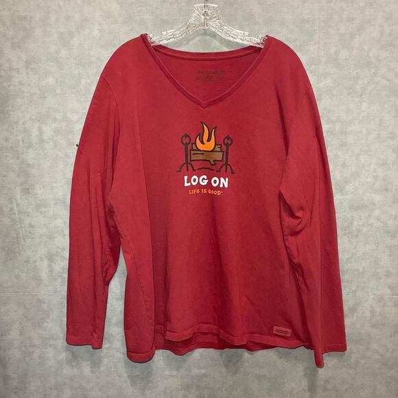Life Is Good log on shirt - Picture 1 of 8